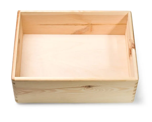 Wooden Box Isolated White Clipping Path — Stock Photo, Image