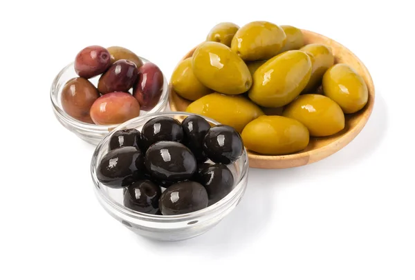 Olive in bowl isolated on white — Stock Photo, Image