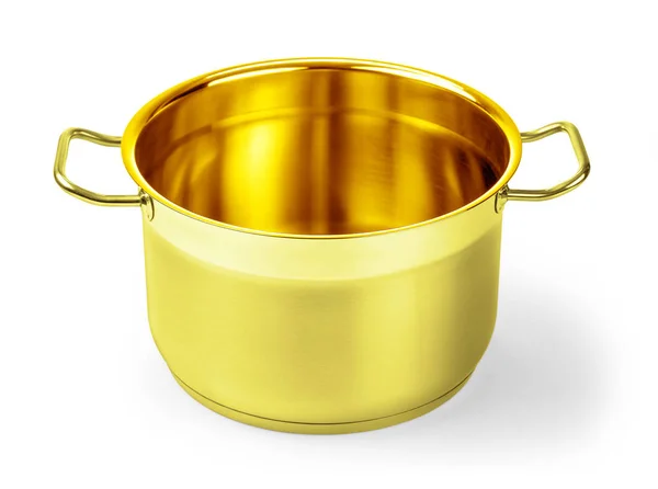 Golden Pot Cover Isolated White Background Clipping Path — Stock Photo, Image