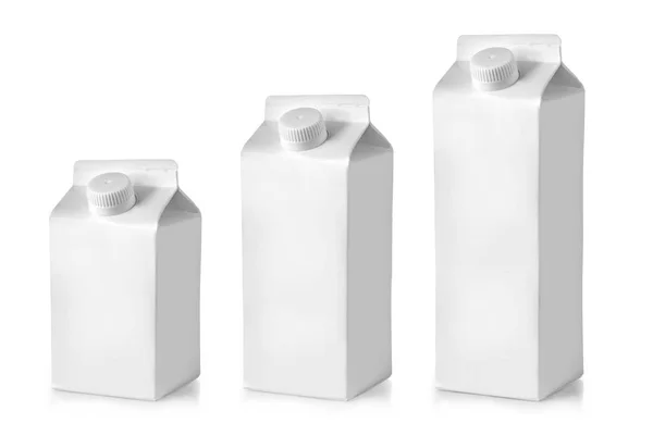 Karton Van Melk Karton Pakket Geïsoleerd Witte Achtergrond — Stockfoto