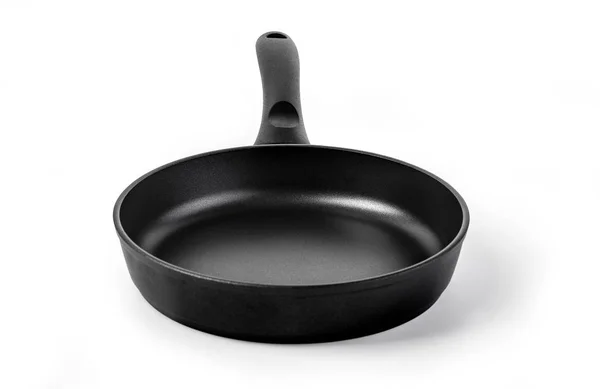 Black Frying Pan Isolated White Background Clipping Path — Stock Photo, Image