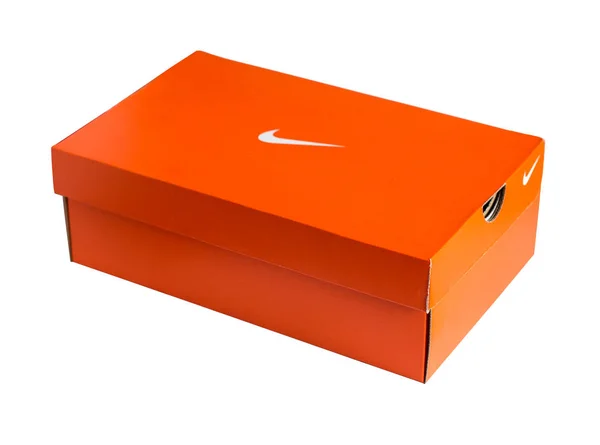Mallorca Spanien Mai 2016 Röd Nike Skor Box Isolerad Vit — Stockfoto