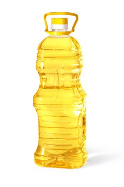 Yağ plastik şişesi kırpma yolu ile beyaz arkaplanda izole