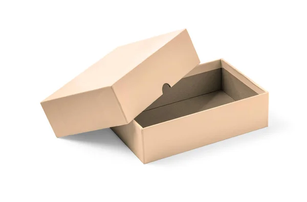 Simple Brown Carton Box Isolated White Background Clipping Path — Stock Photo, Image