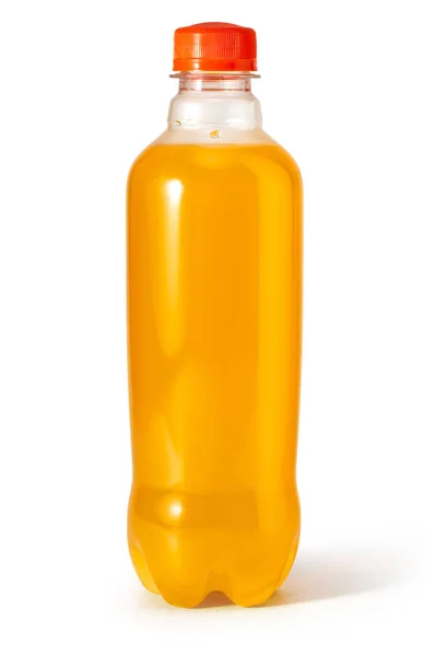 Napój Pomarańczowy Butelce Białym Tle Białym Ścieżką Przycinającą — Zdjęcie stockowe
