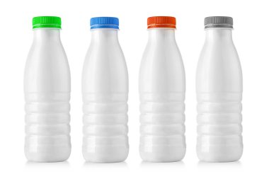 Süt şişesi kırpma yolu ile beyaz arkaplanda izole