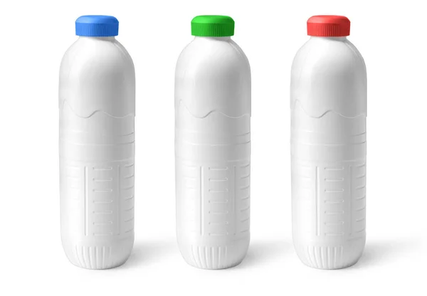 Butelka Mleko Białym Tle Biały Ścieżką Przycinającą — Zdjęcie stockowe