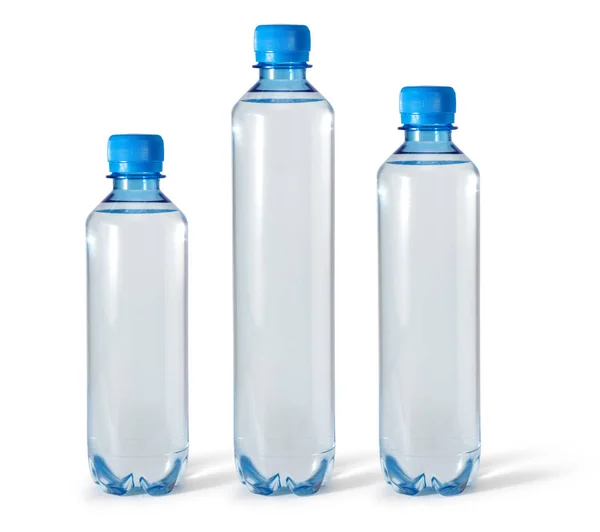 Bottiglie Acqua Plastica Isolate Sfondo Bianco — Foto Stock