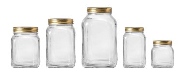 Beyaz arka plan üzerinde izole boş kavanoz set 