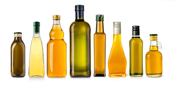 Oil Glass Olive Bottle Isolated White Background — Stock Photo, Image