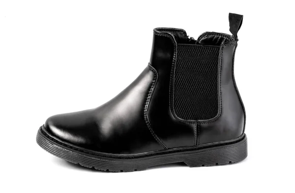 Sapato Couro Masculino Preto Isolado Fundo Branco — Fotografia de Stock