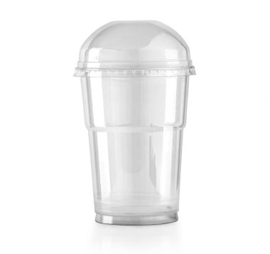 Beyaz kırpma yoluyla izole kubbe kapaklı plastik Açık Kupası