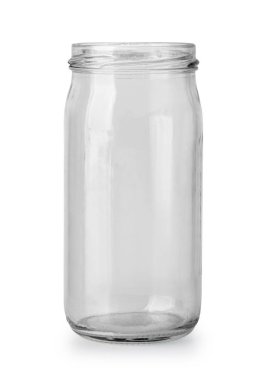 Boş cam kavanoz kırpma yolu ile beyaz arkaplan izole