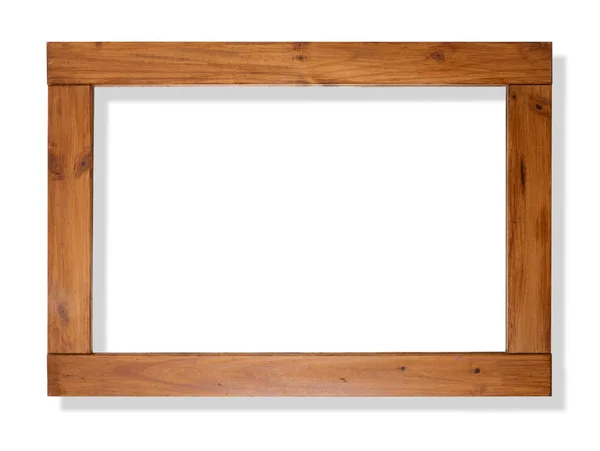 Houten Frame Geïsoleerd Wit Met Uitknippad — Stockfoto