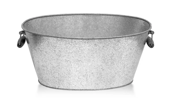 Empty Metal Bucket White Background Clipping Path — Stock Photo, Image