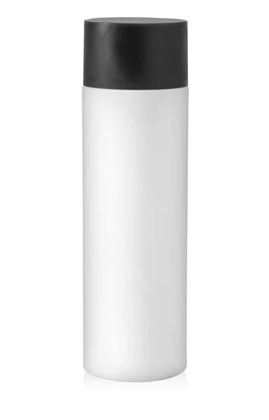 Plástico Garrafa Cosmética Isolado Branco Com Recorte Caminho — Fotografia de Stock