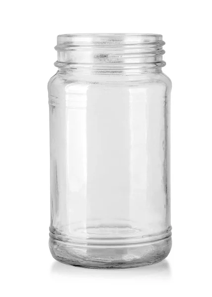 Frasco Vidro Vazio Isolado Branco Com Caminho Recorte — Fotografia de Stock