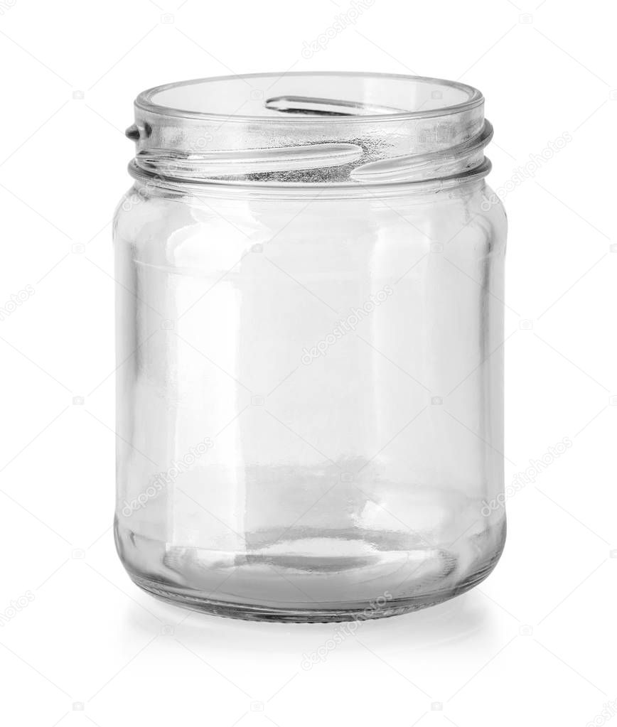 Empty Glass jar isolated with clipping path
