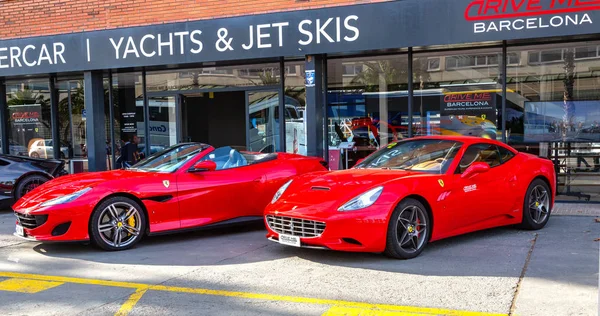 Barcellona Spagna Dicembre 2018 Ferrari Lamborghini Super Auto Nel Parcheggio — Foto Stock