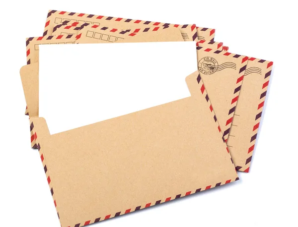 Envelope Marrom Cinza Madeira Par Avion Retro Vintage Isolado Fundo — Fotografia de Stock