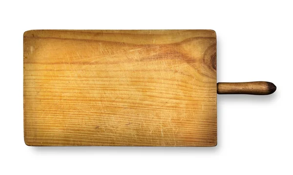 Old Used Natural Wooden Cooking Board Isolated Clipping Path — Stock Photo, Image