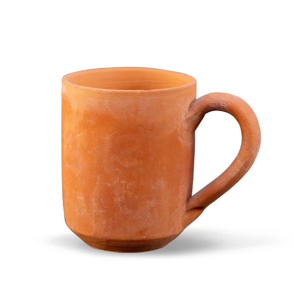 Handmade Ceramic Mug Isolated White Clipping Path — Stock Photo, Image