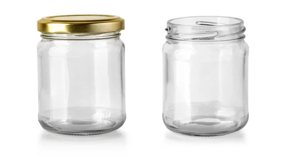 Empty Glass Jar Isolated Clipping Path — Stock Photo, Image