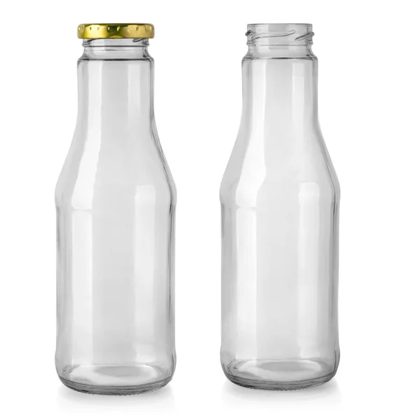 Set Glasflasche Isoliert Mit Clipping Pfad — Stockfoto