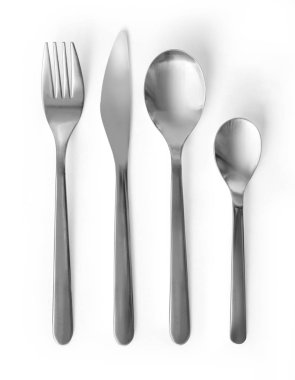 Çatal, bıçak ve beyaz kırpma yoluyla izole kaşık seti