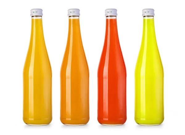 Bottles Tasty Fruit Drink Isolated White Clipping Path — Stock Photo, Image