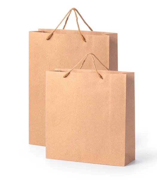 Blank Brown Paper Bag Isolated White Fone — стоковое фото