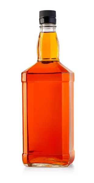 Botella Whisky Aislado Blanco Con Camino Recorte —  Fotos de Stock