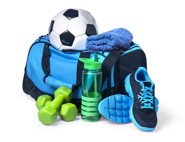 Sports Bag Sports Equipment Isolated White Clipping Path — Stock Photo, Image