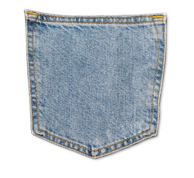 Kot pantolon cep üzerinde beyaz izole 
