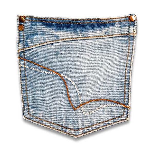 Tasca jeans isolata sul bianco — Foto Stock