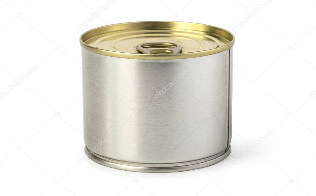 Gold metal tin can isolated