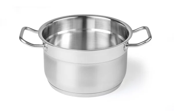 Open stainless steel cooking pot isolated on white — Stock Photo, Image