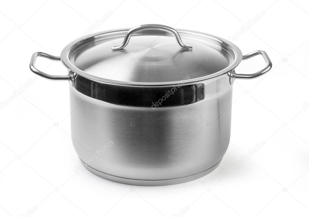 stainless steel cooking pot isolated on white 