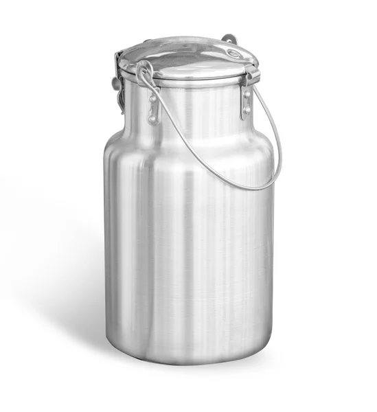 Aluminium mjölk kan på vit bakgrund — Stockfoto