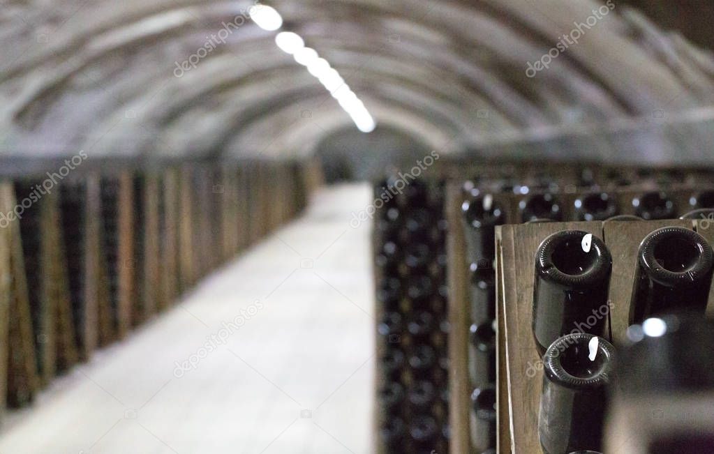 Riddling rack used for ageing sparkling wines 