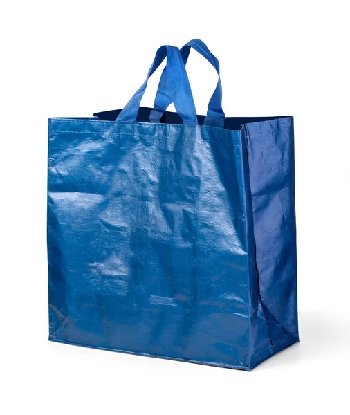 Shopping bag blu isolato su sfondo bianco — Foto Stock