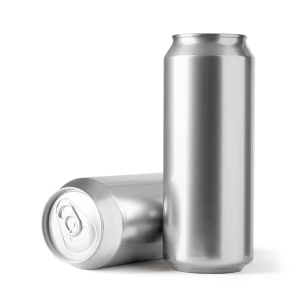 330 en 500 ml. Aluminium blikken, — Stockfoto