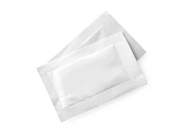 Saqueta de folha de embalagem em branco isolada — Fotografia de Stock