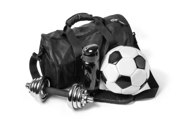 Спортивна сумка зі спортивним обладнанням — стокове фото