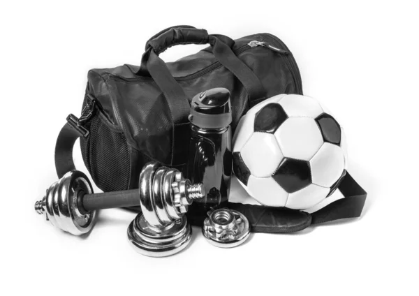Sac de sport avec équipement sportif — Photo