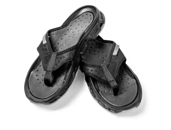 Paar zwarte heren flip flops — Stockfoto