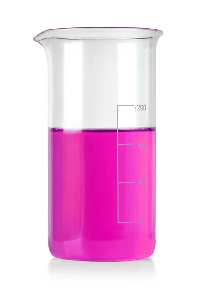 Flask with pinkliquid isolated — Stock Photo, Image