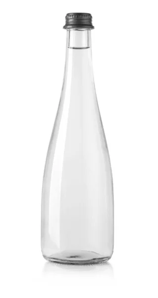 Botella de agua de vidrio aislado en blanco con —  Fotos de Stock