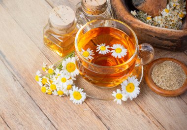 Tıbbi papatya çayı fincan 