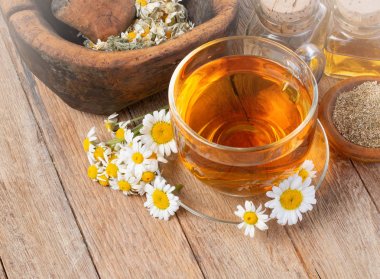 Tıbbi papatya çayı fincan 